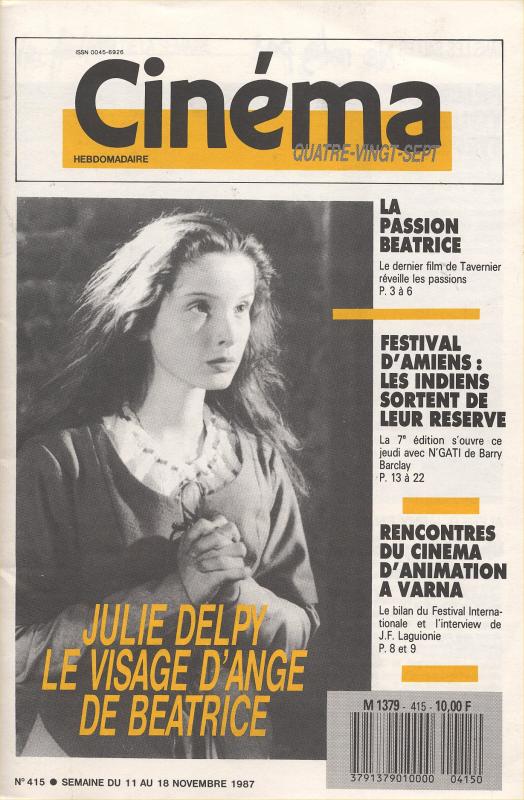 CINEMA (50s-90s Fr) magazine side cover Issue 415  1987
