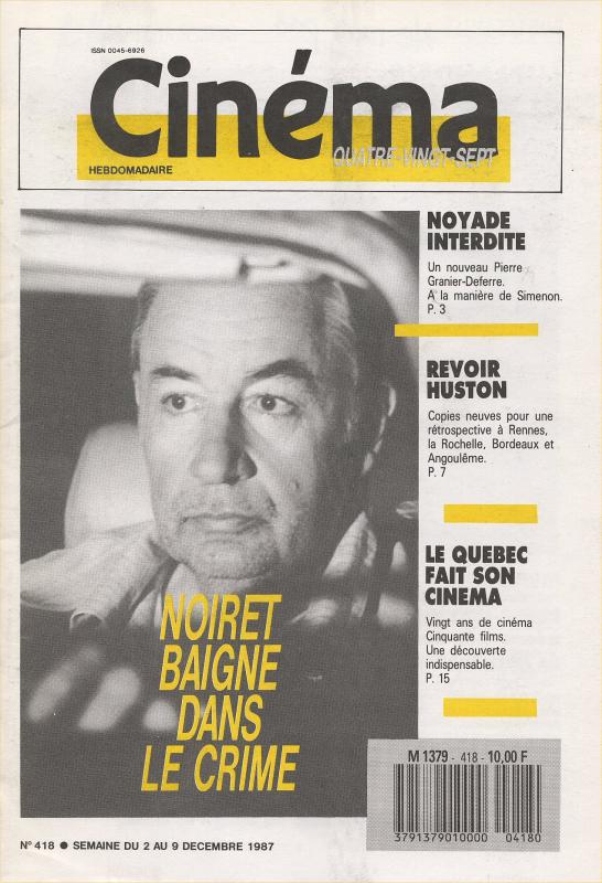 CINEMA (50s-90s Fr) magazine side cover Issue 418  1987