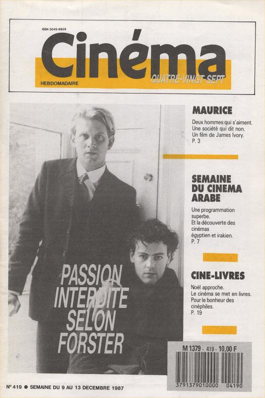 CINEMA (50s-90s Fr) magazine side cover Issue 419  1987