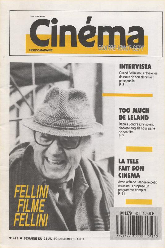 CINEMA (50s-90s Fr) magazine side cover Issue 421  1987