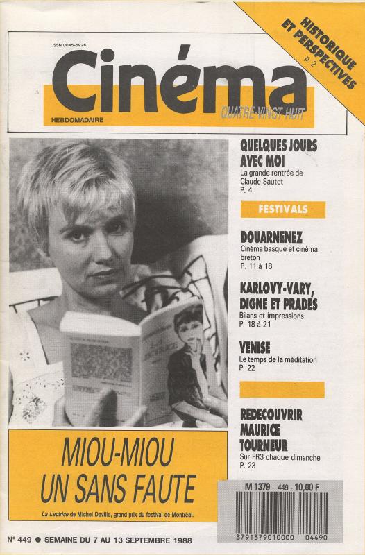 CINEMA (50s-90s Fr) magazine side cover Issue 449  1988