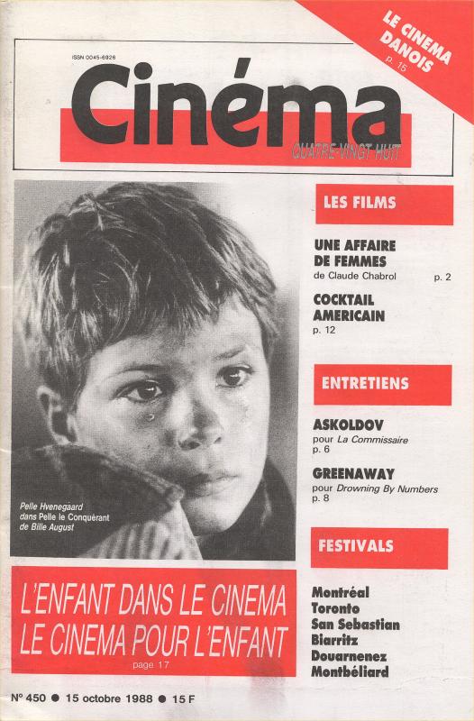 CINEMA (50s-90s Fr) magazine side cover Issue 450  1988