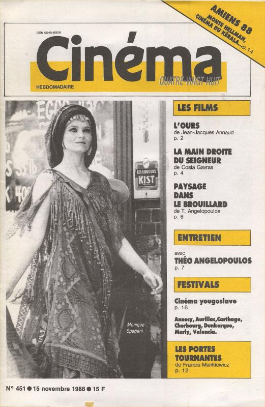CINEMA (50s-90s Fr) magazine side cover Issue 451  1988