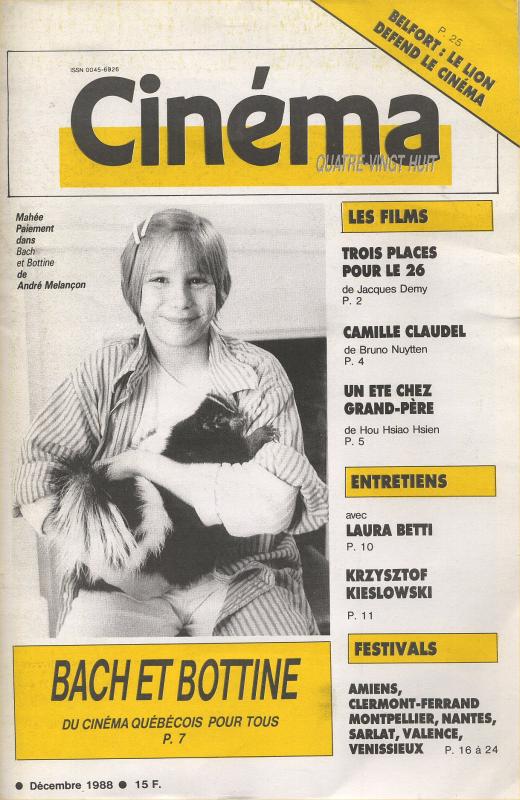 CINEMA (50s-90s Fr) magazine side cover Issue 452  1988