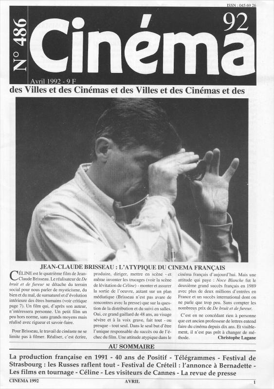 CINEMA (50s-90s Fr) magazine side cover Issue 486  1992