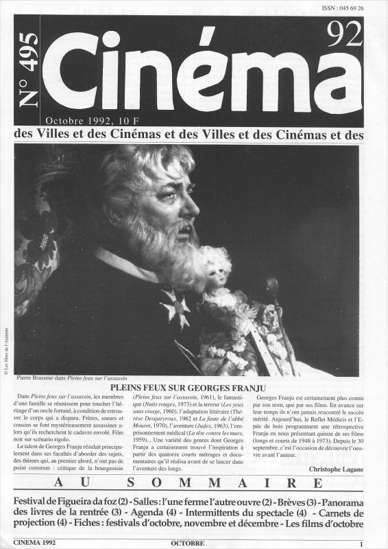 CINEMA (50s-90s Fr) magazine side cover Issue 495  1992