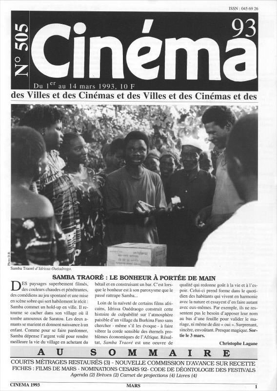CINEMA (50s-90s Fr) magazine side cover Issue 505  1993