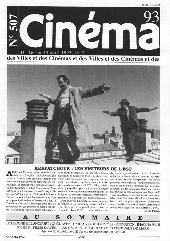 CINEMA (50s-90s Fr) magazine side cover Issue 507  1993