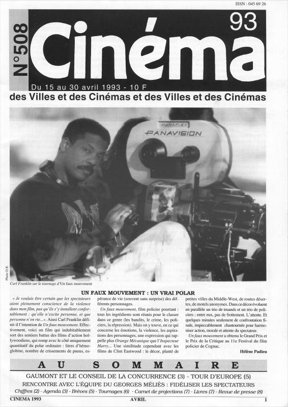 CINEMA (50s-90s Fr) magazine side cover Issue 508  1993