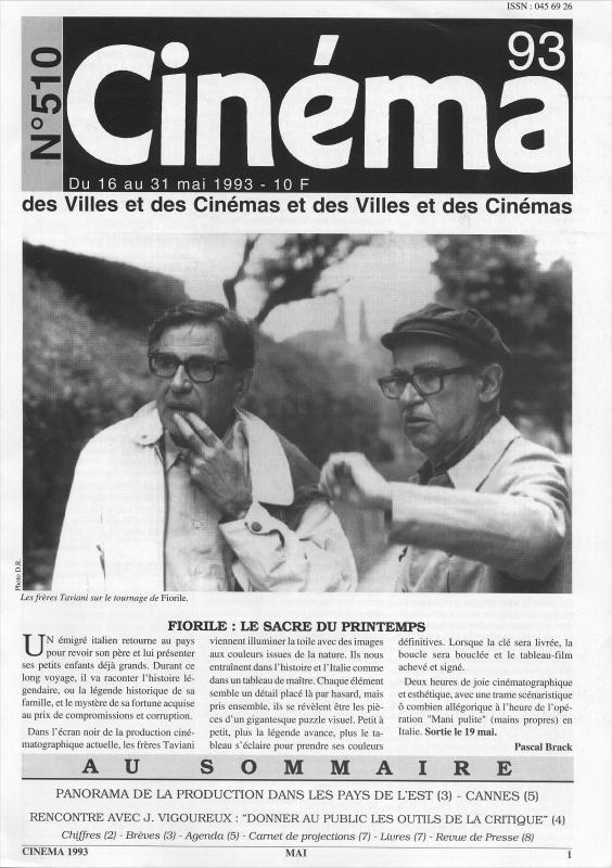 CINEMA (50s-90s Fr) magazine side cover Issue 510  1993