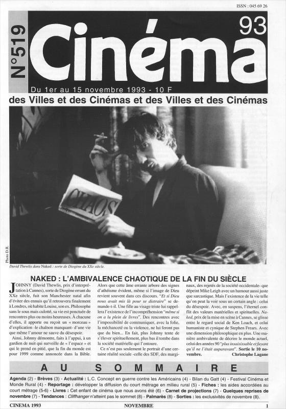 CINEMA (50s-90s Fr) magazine side cover Issue 519  1993