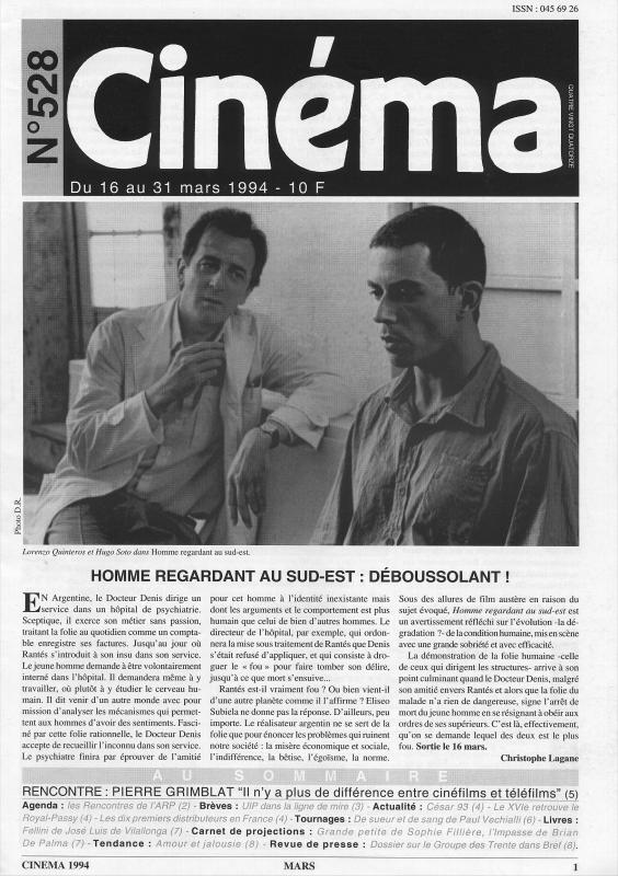 CINEMA (50s-90s Fr) magazine side cover Issue 528  1994