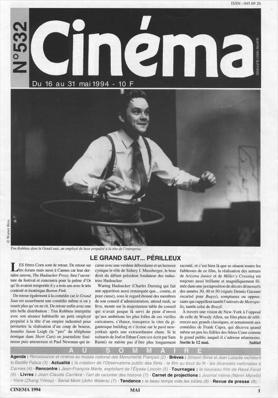 CINEMA (50s-90s Fr) magazine side cover Issue 532  1994
