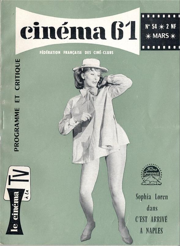 CINEMA (50s-90s Fr) magazine side cover Issue 54  1961