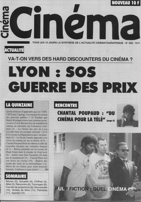 CINEMA (50s-90s Fr) magazine side cover Issue 540  1994