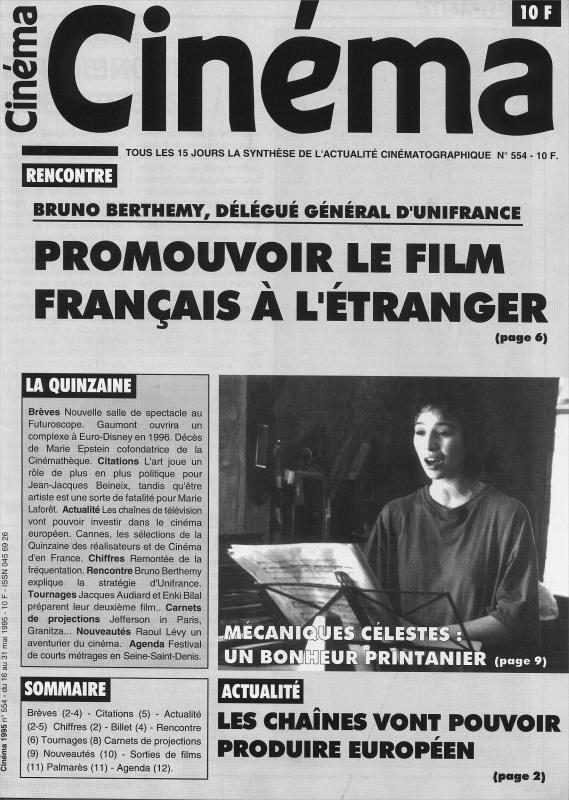 CINEMA (50s-90s Fr) magazine side cover Issue 554  1995