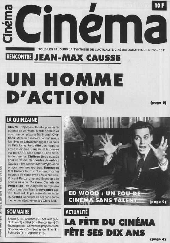 CINEMA (50s-90s Fr) magazine side cover Issue 556  1995