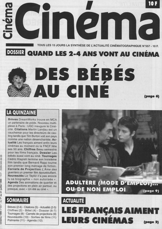 CINEMA (50s-90s Fr) magazine side cover Issue 557  1995