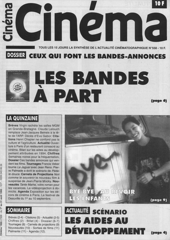CINEMA (50s-90s Fr) magazine side cover Issue 558  1995