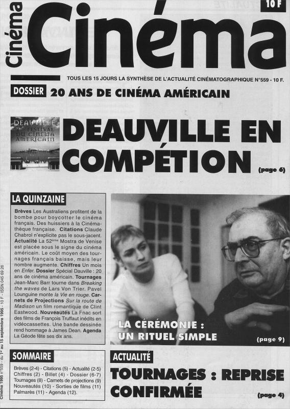 CINEMA (50s-90s Fr) magazine side cover Issue 559  1995