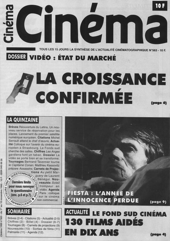 CINEMA (50s-90s Fr) magazine side cover Issue 563  1995