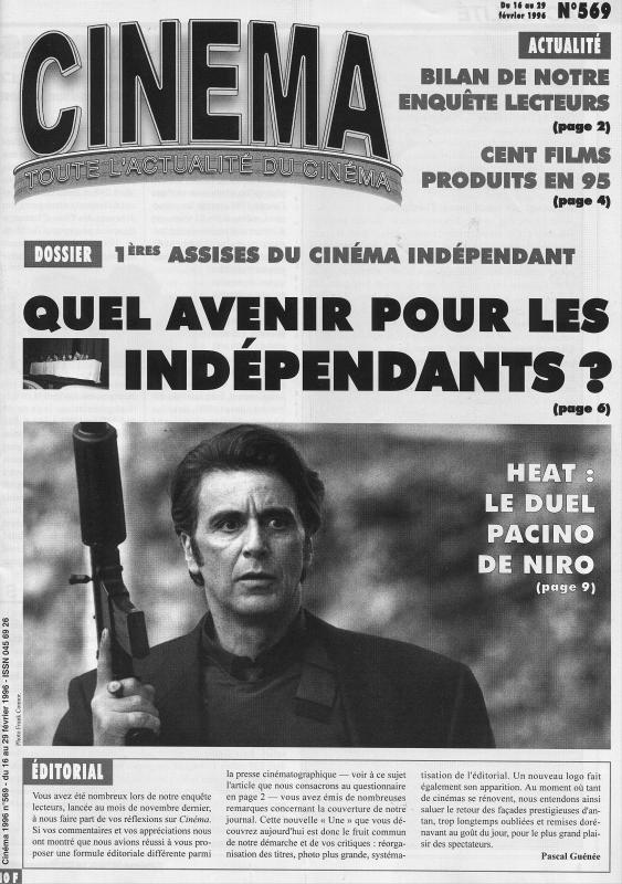 CINEMA (50s-90s Fr) magazine side cover Issue 569  1996