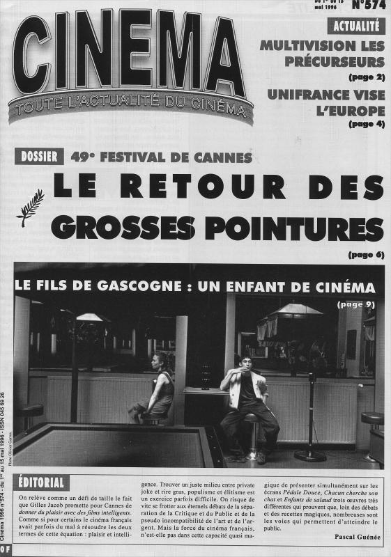 CINEMA (50s-90s Fr) magazine side cover Issue 574  1996