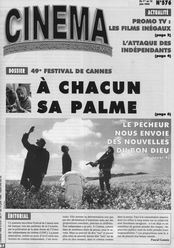CINEMA (50s-90s Fr) magazine side cover Issue 576  1996