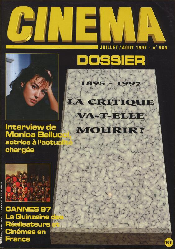 CINEMA (50s-90s Fr) magazine side cover Issue 589  1997