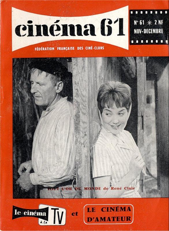 CINEMA (50s-90s Fr) magazine side cover Issue 61  1961