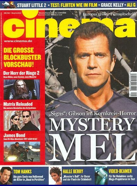 CINEMA (De) magazine side cover Issue 292 September 2002