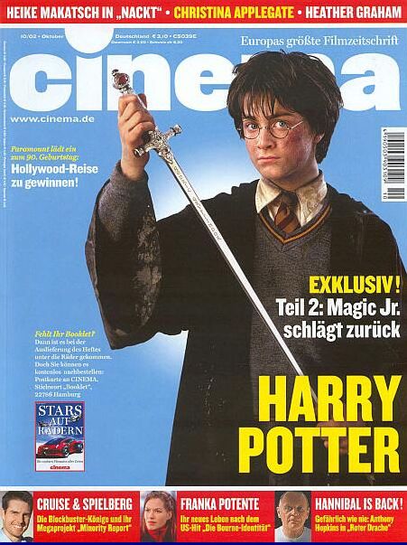 CINEMA (De) magazine side cover Issue 293 October 2002