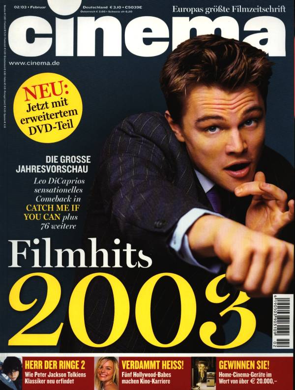 CINEMA (De) magazine side cover Issue 297 February 2003