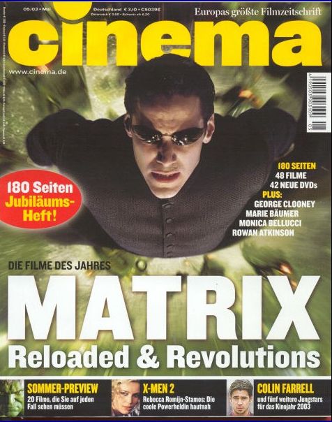 CINEMA (De) magazine side cover Issue 300 May 2003
