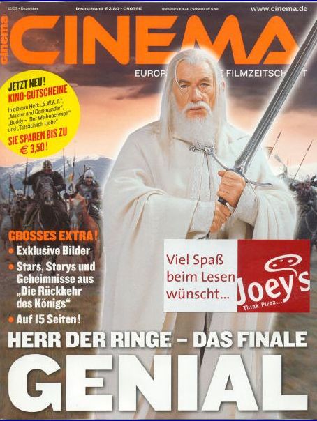 CINEMA (De) magazine side cover Issue 307 December 2003