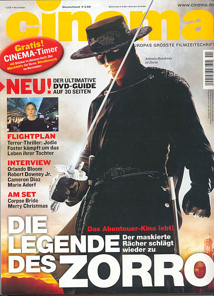 CINEMA (De) magazine side cover Issue 330 November 2005