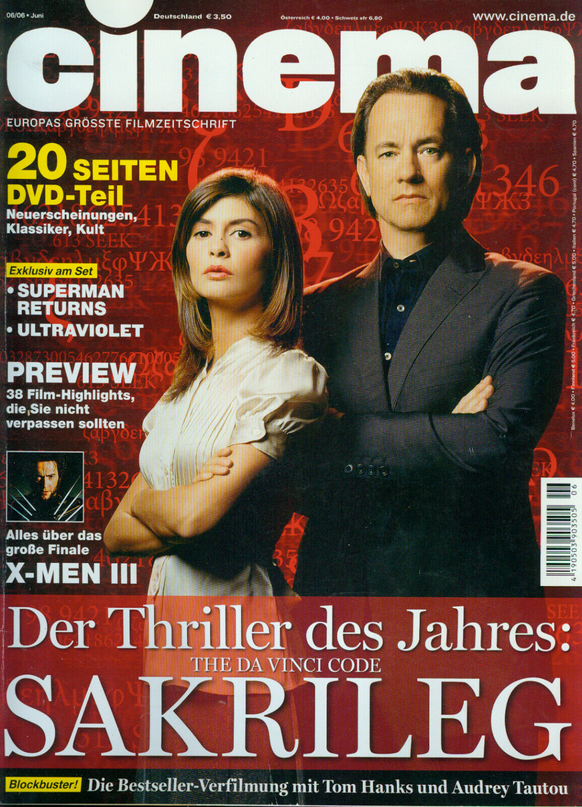 CINEMA (De) magazine side cover Issue 337 June 2006
