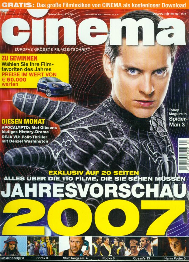 CINEMA (De) magazine side cover Issue 344 January 2007