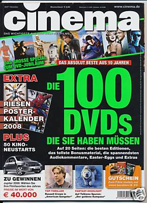 CINEMA (De) magazine side cover Issue 355 December 2007