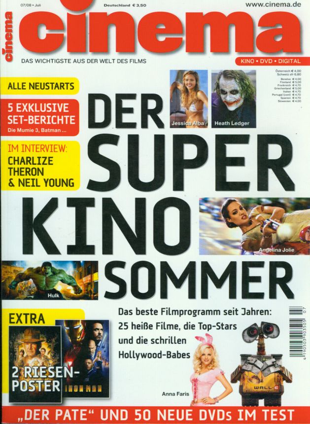 CINEMA (De) magazine side cover Issue 362 July 2008
