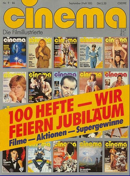 CINEMA (De) magazine side cover Issue 100 September 1986