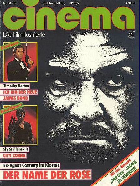 CINEMA (De) magazine side cover Issue 101 October 1986