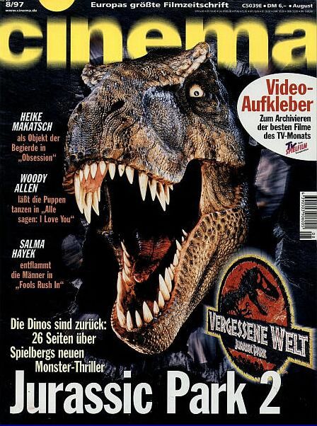 CINEMA (De) magazine side cover Issue 231 August 1997