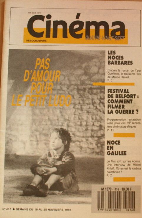 CINEMA HEBDOMADAIRE magazine side cover Issue 416 18 November 1987