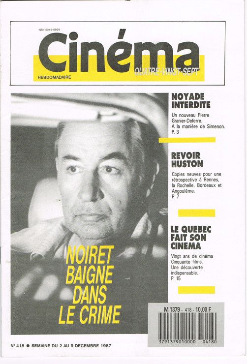CINEMA HEBDOMADAIRE magazine side cover Issue 418 2 December 1987