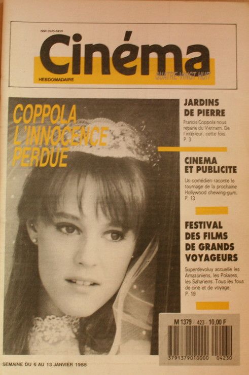 CINEMA HEBDOMADAIRE magazine side cover Issue 423 6 January 1988