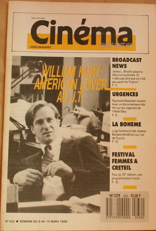 CINEMA HEBDOMADAIRE magazine side cover Issue 432 9 March 1988