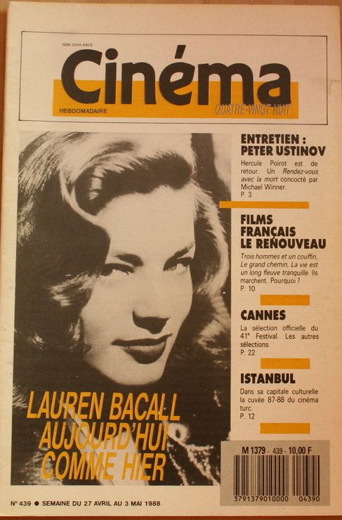 CINEMA HEBDOMADAIRE magazine side cover Issue 439 27 April 1988