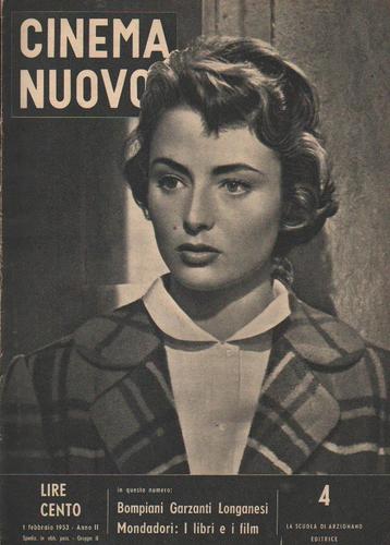 CINEMA NUOVO magazine side cover Issue 4 February 1953