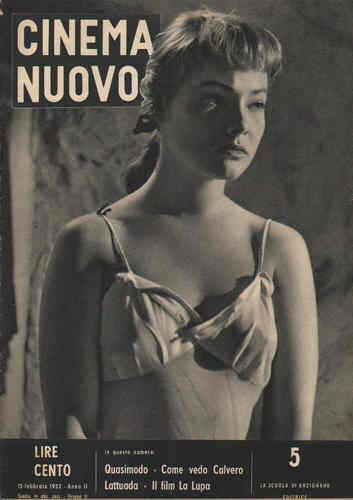 CINEMA NUOVO magazine side cover Issue 5 February 1953